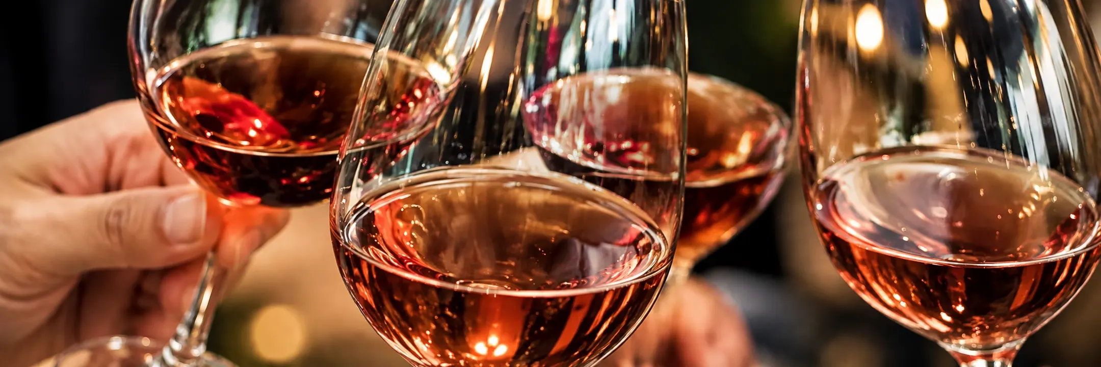 Calici di vino rosato che brindano